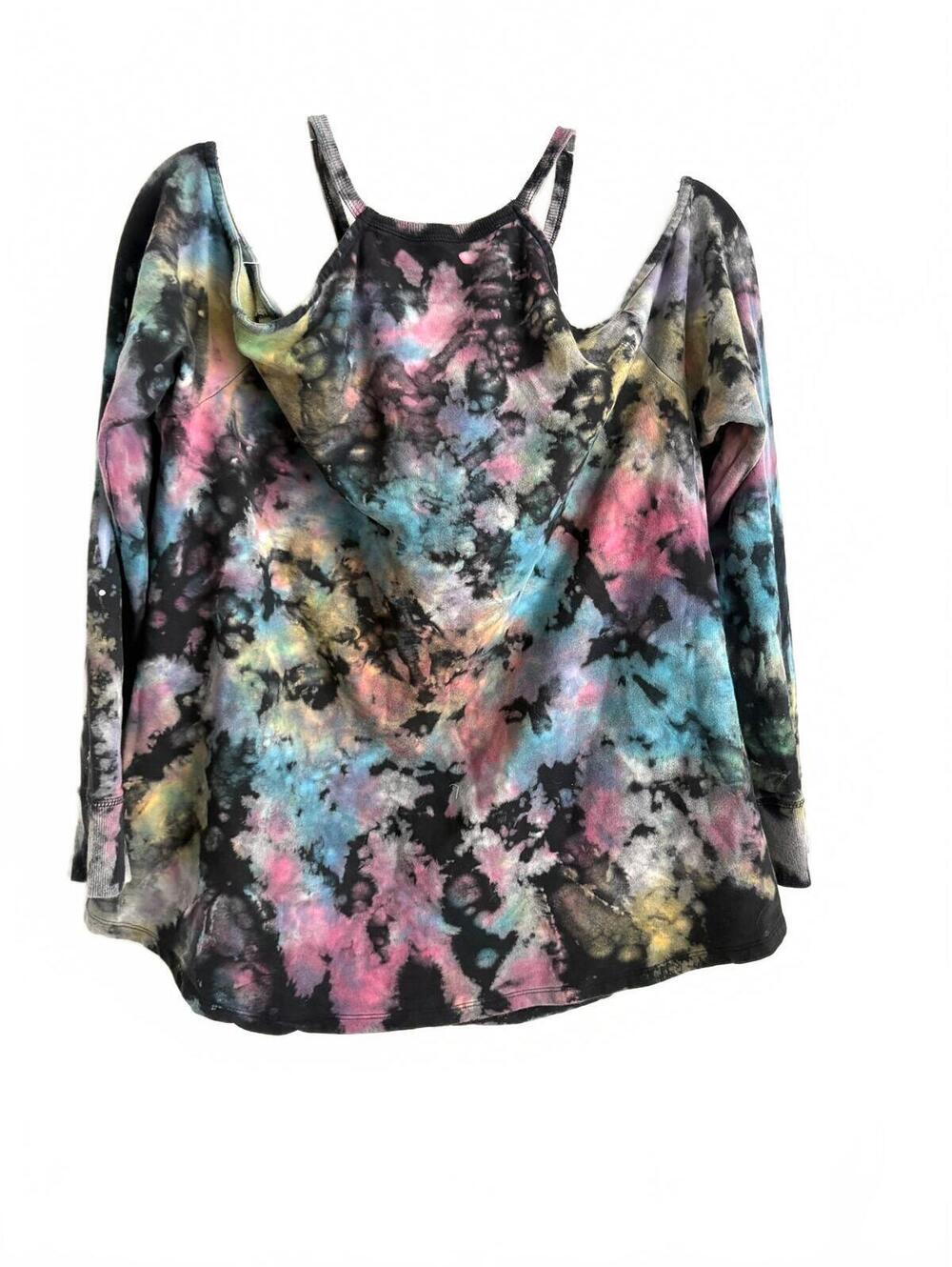 Torrid | Comfy Soft Loungewear Shorts Set Black Pink Blue Tie Dyed Size 1X - Picture 8 of 9